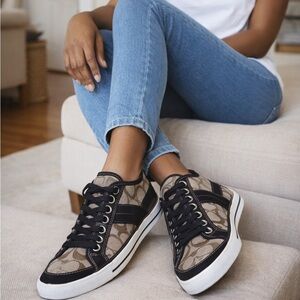 Coach Signature Canvas Lace-Up Sneakers